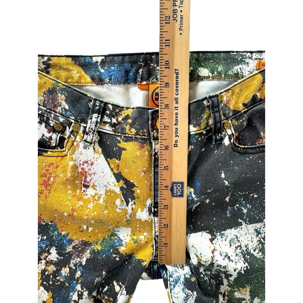 Tory Burch Abstract Paint-Splatter Skinny Jeans in Yellow, Blue & Black - Picture 7 of 11